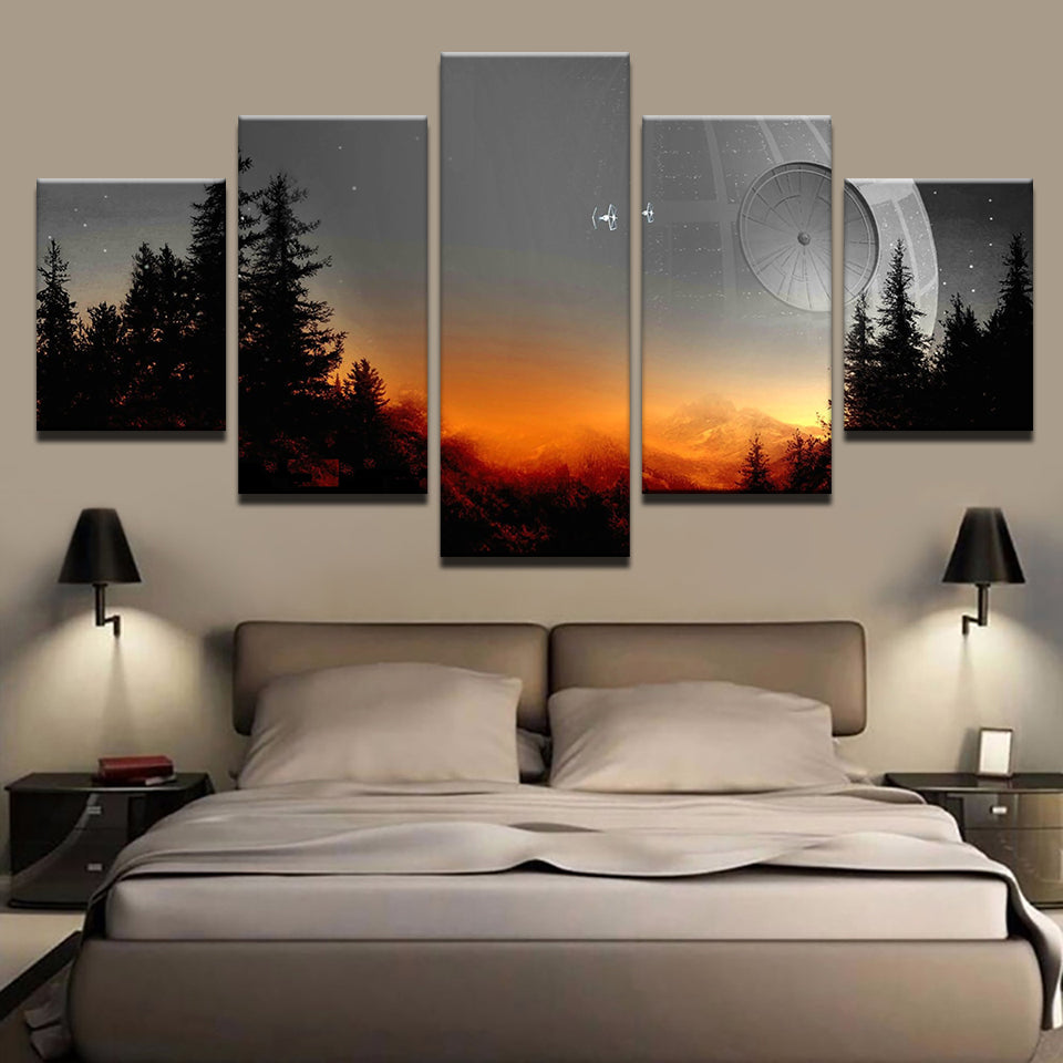 5-teiliges Leinwandbild „Sonnenuntergang“