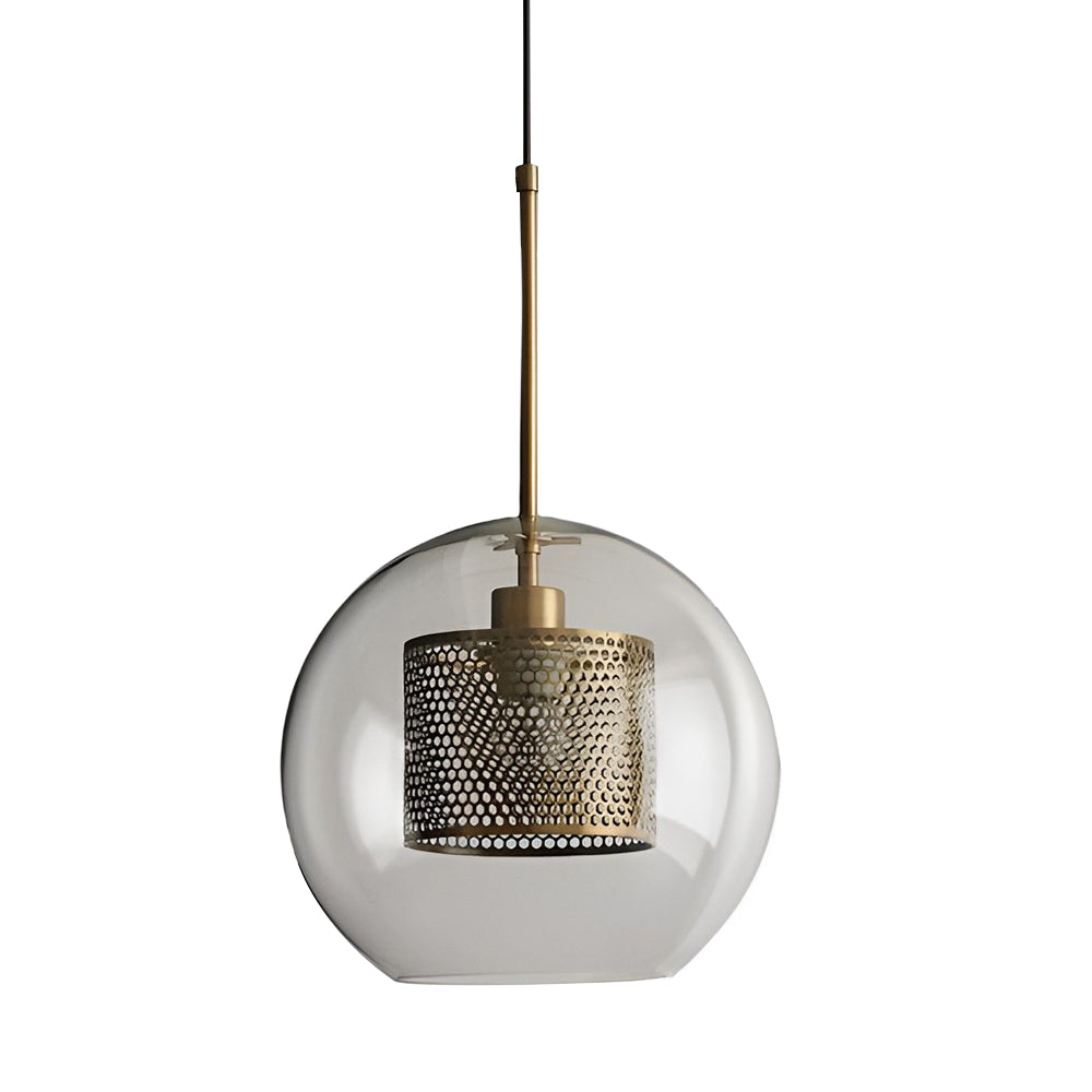 Vintage Industrie Hängelampe mit rundem Glas und Gold – LED Pendelleuchte für Esszimmer und Wohnzimmer | Karnz