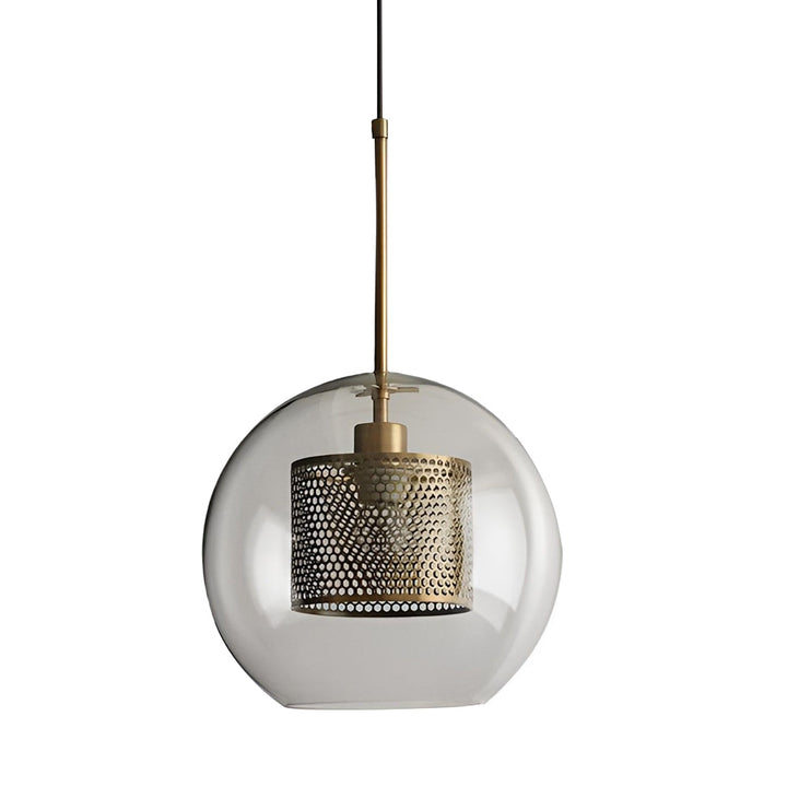 Vintage Industrie Hängelampe mit rundem Glas und Gold – LED Pendelleuchte für Esszimmer und Wohnzimmer | Karnz