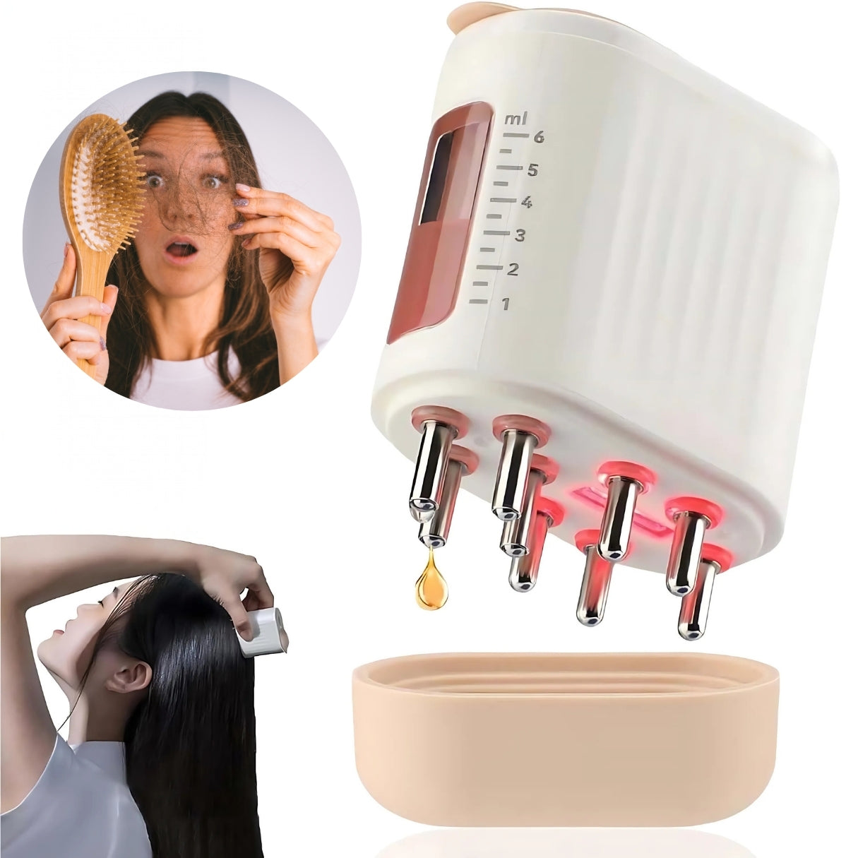 HairVibe Elektrischer Kopfhautmassagegerät | Verbesserung der Durchblutung – Stressabbau zur Förderung des Haarwachstums und der Gesundheit der Kopfhaut Karnz