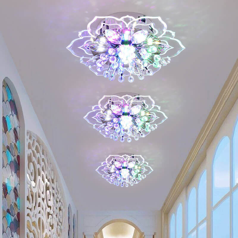 Karnz GlowPetal | LED Kristall Deckenleuchte | Blütenform, RGB Farbwechsel & energieeffizient