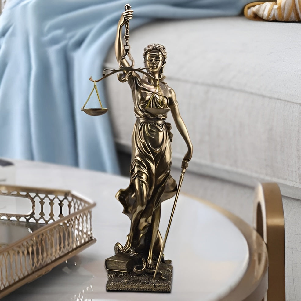 Statue der Göttin der Gerechtigkeit – Eine elegante dekorative Skulptur von Justitia | Karnz