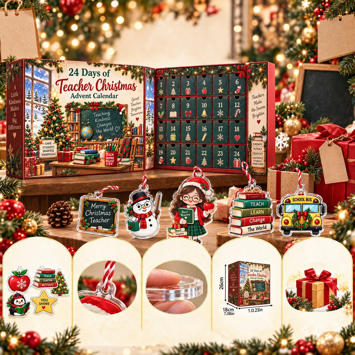 Weihnachts-Countdown-Geschenkbox mit 24 Acryl-Anhängern
