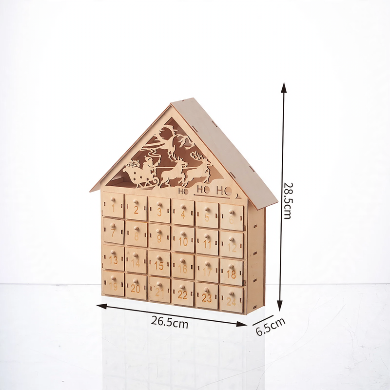 Beleuchteter Holz-Adventskalender mit LED
