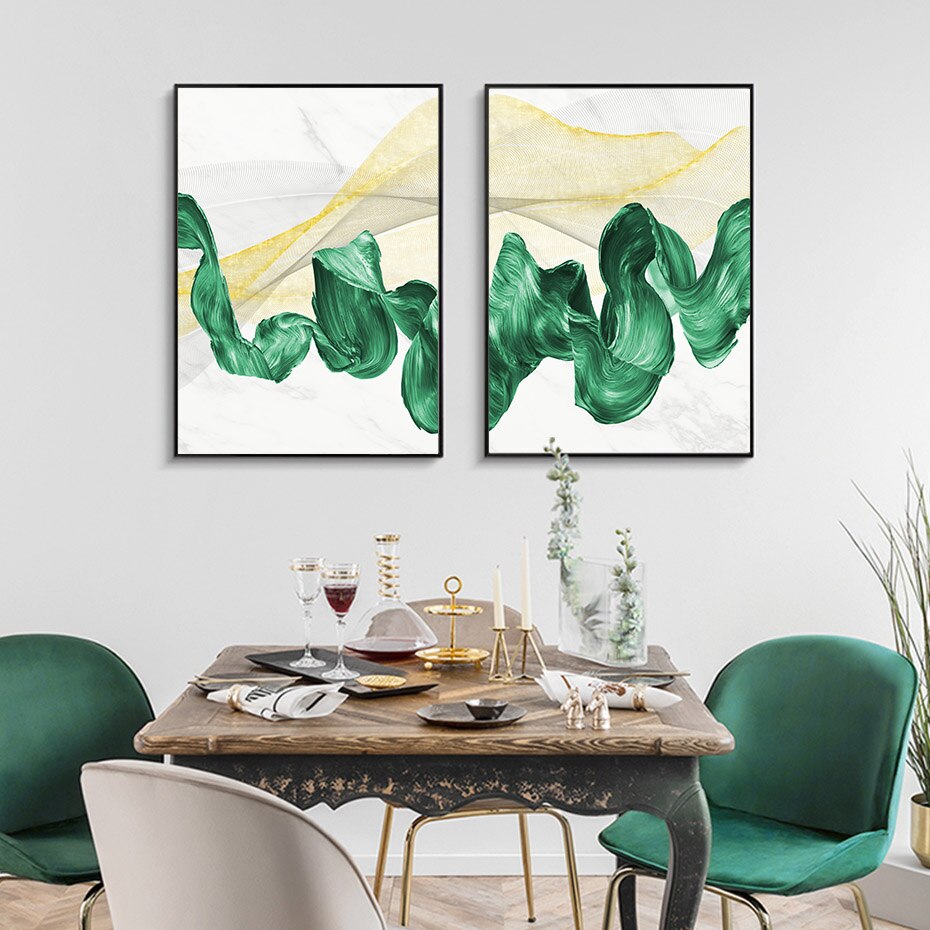 Grüner Tintenfluss - Leinwand Wandkunst Gemälde