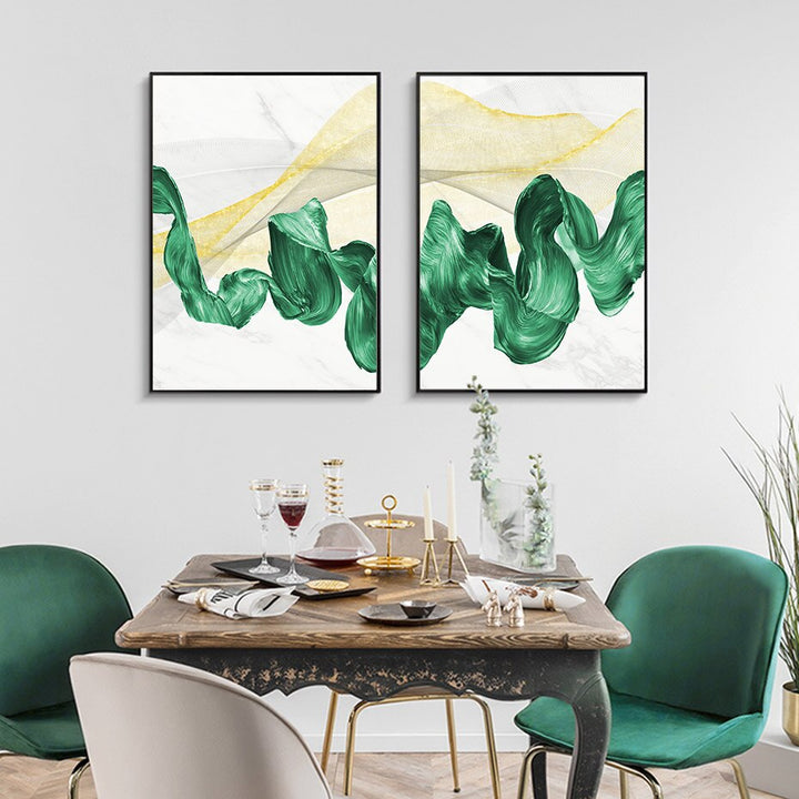 Grüner Tintenfluss - Leinwand Wandkunst Gemälde