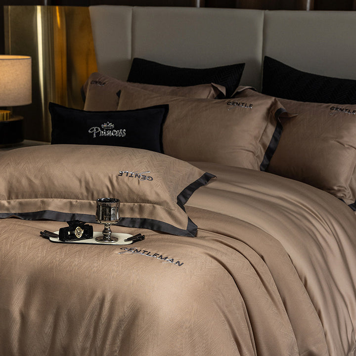 Lyocell-Bettwäsche-Set, 4-teilig, Bettüberwurf, elegant