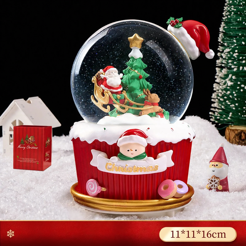 Weihnachtliche Schneekugel mit Spieluhr und Kutschen-Design