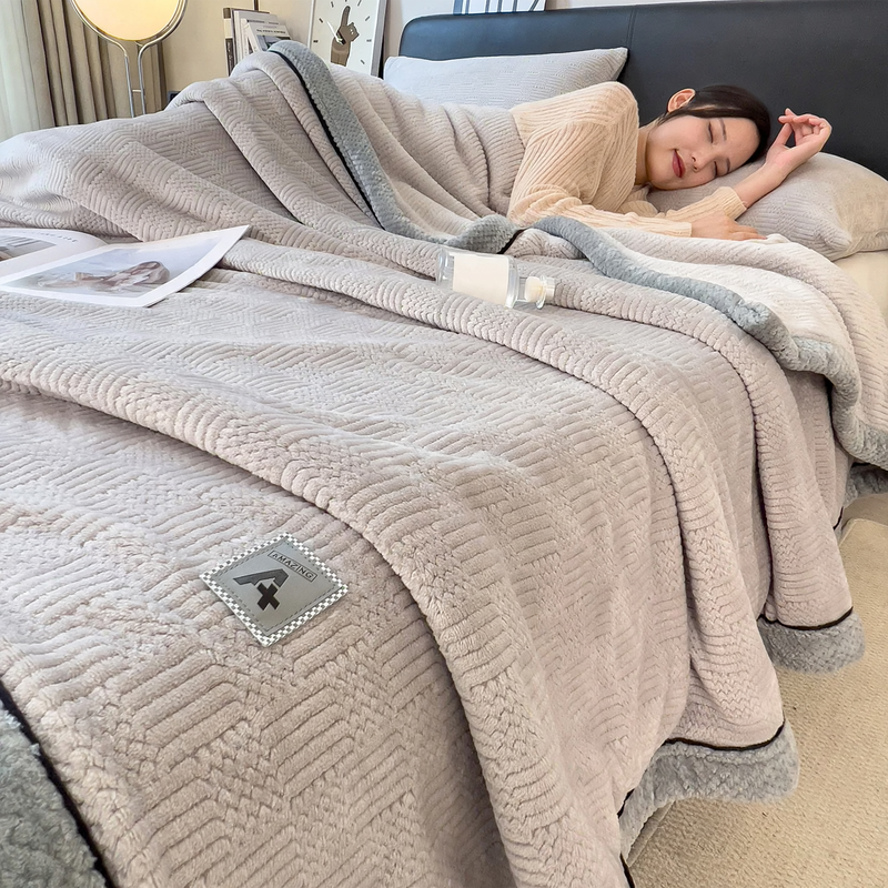 Doppellagige Milchfaser-Fleece-Decke, kuschelig und warm