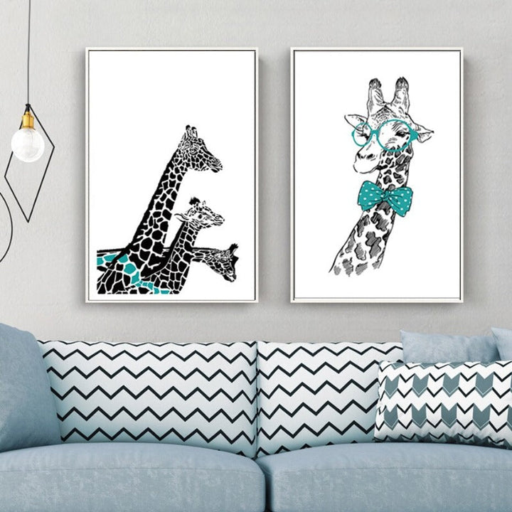 Minimalistische Tiere Giraffe Krawatte Nordisches Poster - Leinwand Wandkunst Gemälde