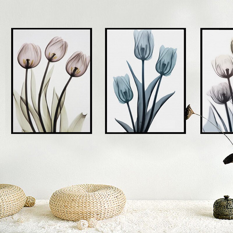 Modernes europäisches Tulpenmotiv, transparent - Leinwandbild