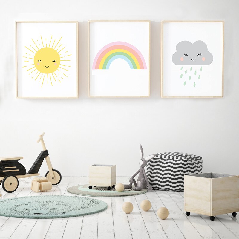 Moderner Cartoon-Regenbogen – Leinwandbild