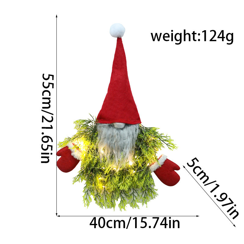 Beleuchteter Weihnachtskranz mit Wichtel-Motiv