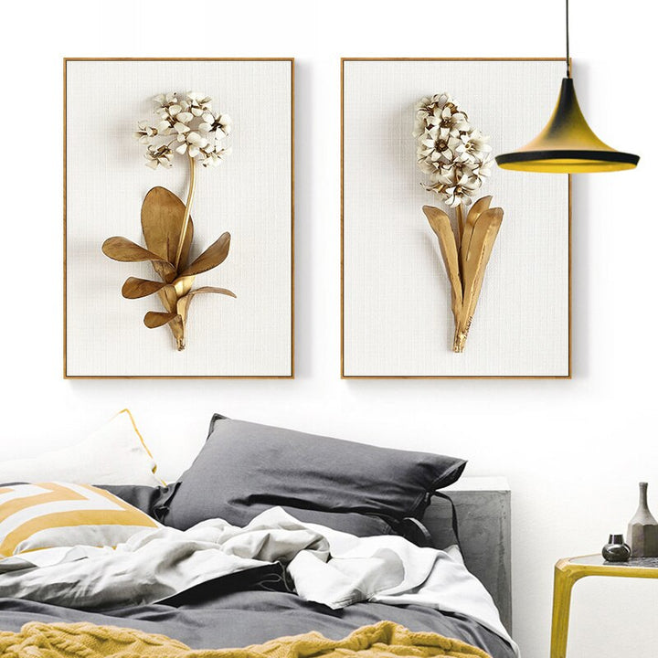 Modernes nordisches Blatt- und Blumenposter – Leinwandbild