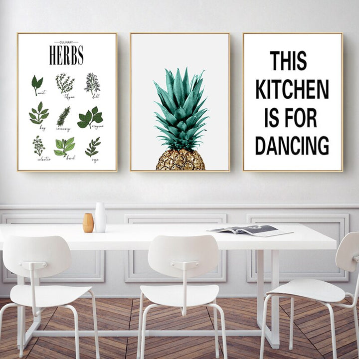 Kräuterposter Botanische Küche - Leinwand Wandkunst Gemälde