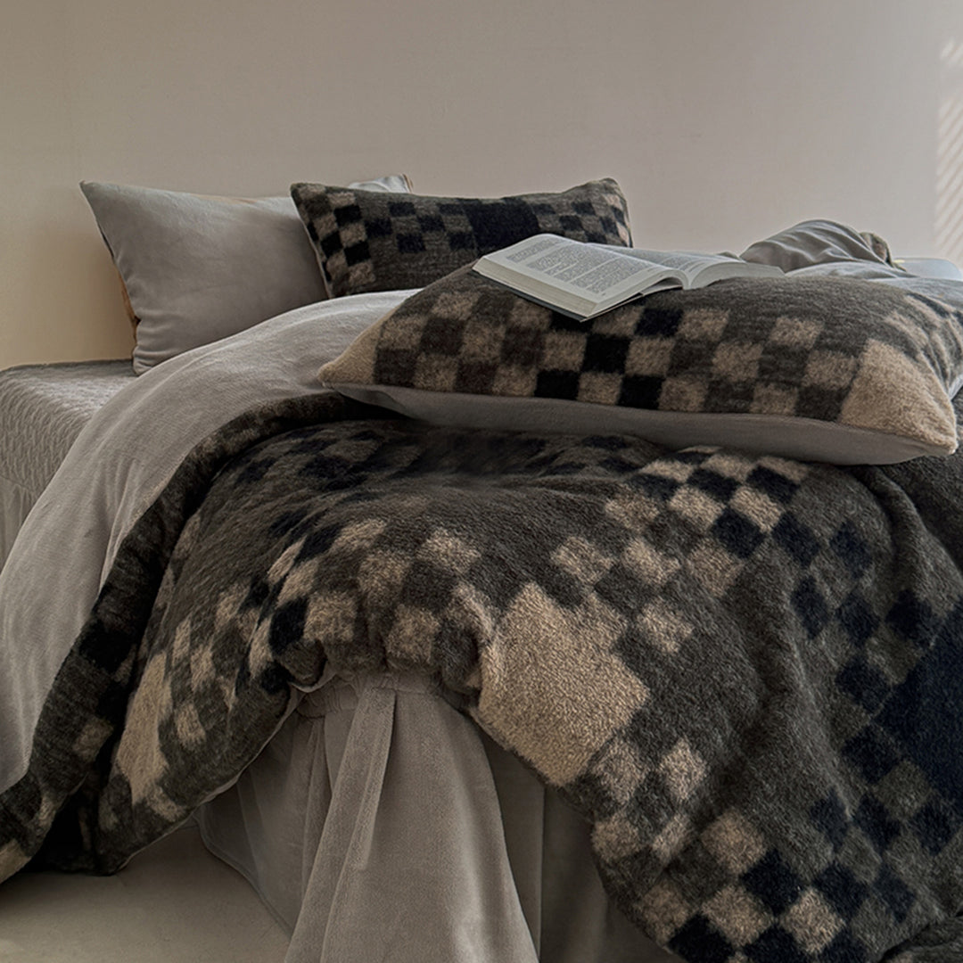 Winter-Bettwäsche-Set, Milchfaser-Fleece, geometrisches Muster