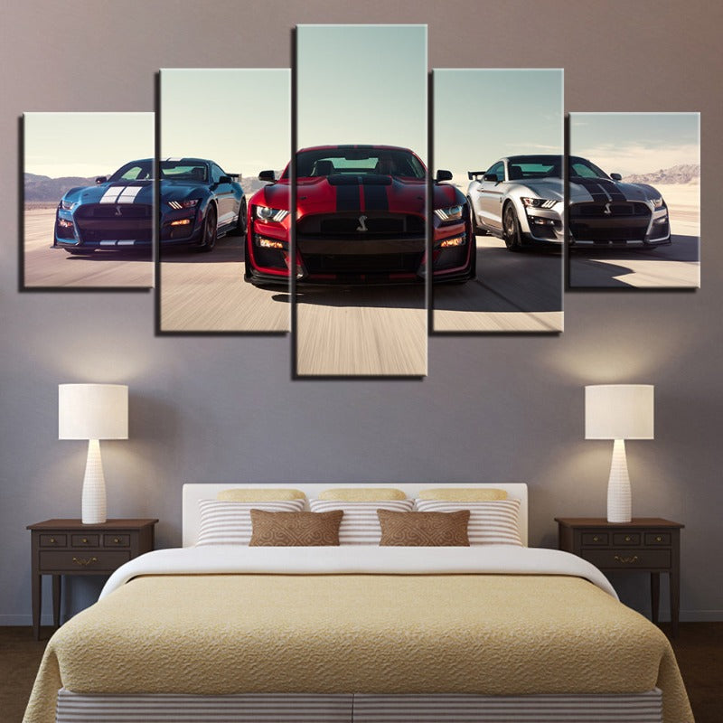 5 Stück Rennwagen - Leinwand Wandkunst Gemälde