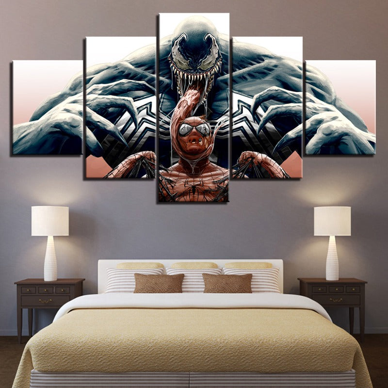 Spider-Man vs. Venom 5-teiliges Leinwandbild | Hochauflösende Drucke