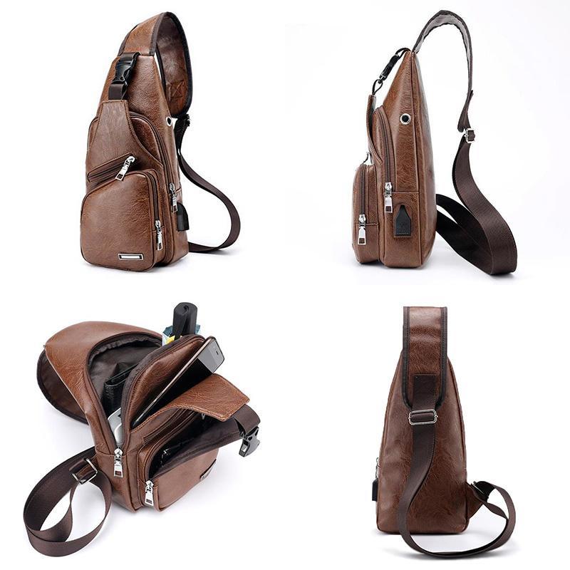 Schultertasche Crossbodytasche für Herren mit USB-Ladeanschluss | Karnz
