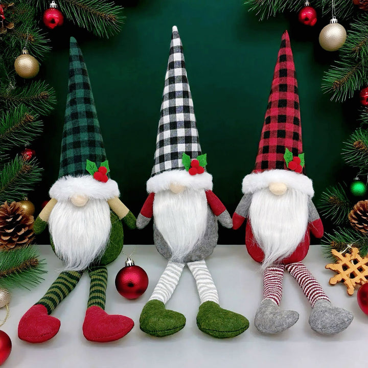 Weihnachts-Wichtel mit langen Beinen, sitzende Dekofigur