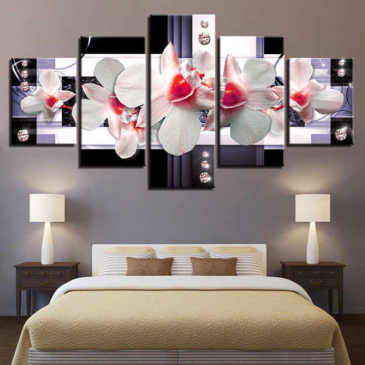 Zarte Pink Zentrale Orchideen 5 Teile - Leinwand Wandkunst Malerei