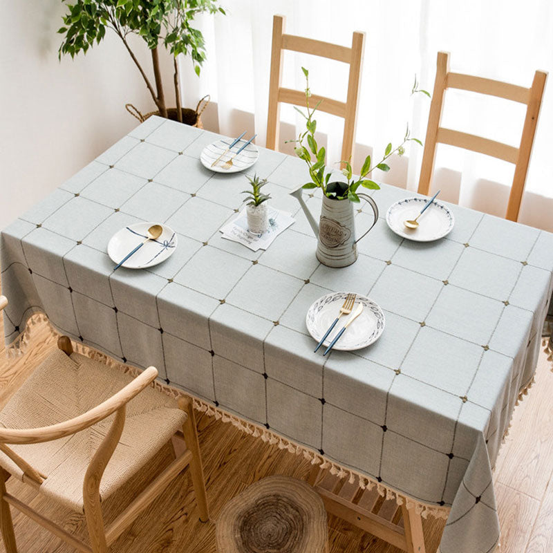 Wasserfeste, ölabweisende, rechteckige Tischdecke aus Baumwoll-Leinen-Mischgewebe, knitterfrei, für Küche, Esszimmer, Buffet und Party
