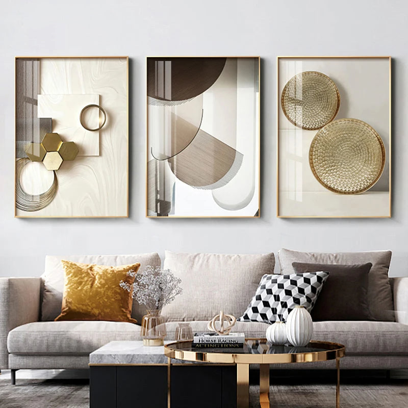 Moderne Ästhetik Abstracte Geometrie Wandkunst Feine Kunst Leinwanddrucke Bilder für luxuriöse Wohnung Wohnzimmer Esszimmer Eingang Foyer Kunst Dekor | Karnz