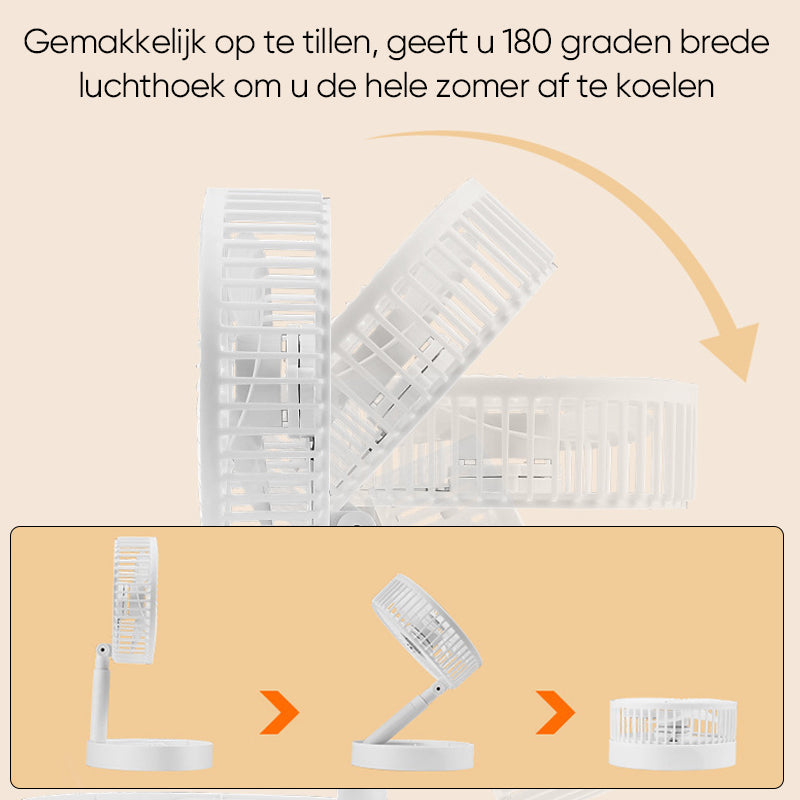Portae Rechargeae Teleskope-Ventilator mit geräuscharmem Design und einstellbarer Höhe