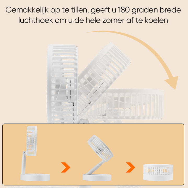 Portae Rechargeae Teleskope-Ventilator mit geräuscharmem Design und einstellbarer Höhe