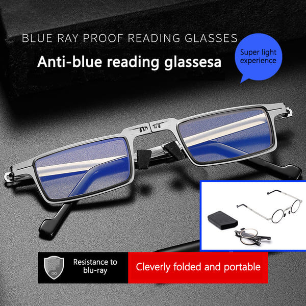 Blaulichtfilternde, schraubenlose, faltbare Lesebrille