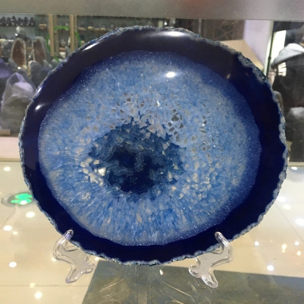 Blaue Achatkristallscheibe