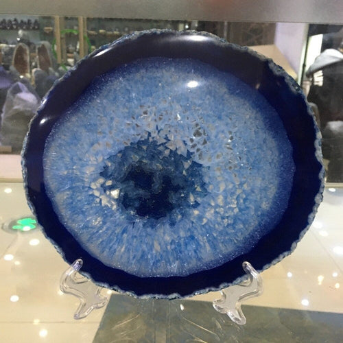 Blaue Achatkristallscheibe