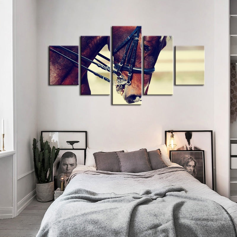 5 Stück Anmutige Halfterpferd - Leinwand Wandkunst Gemälde