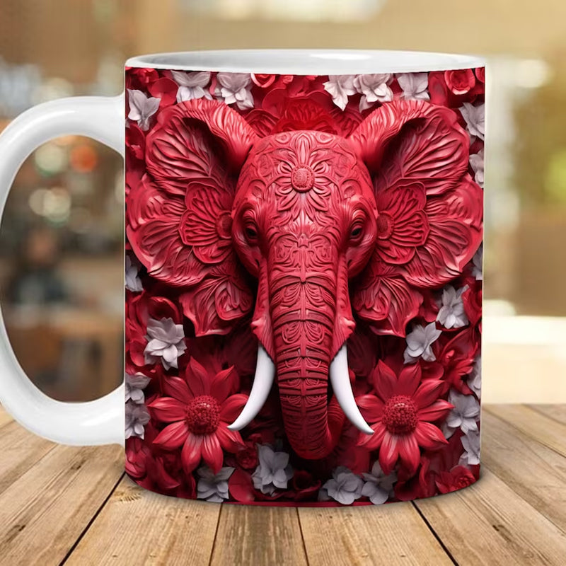 3D Elefanten Blumen Tasse | Karnz