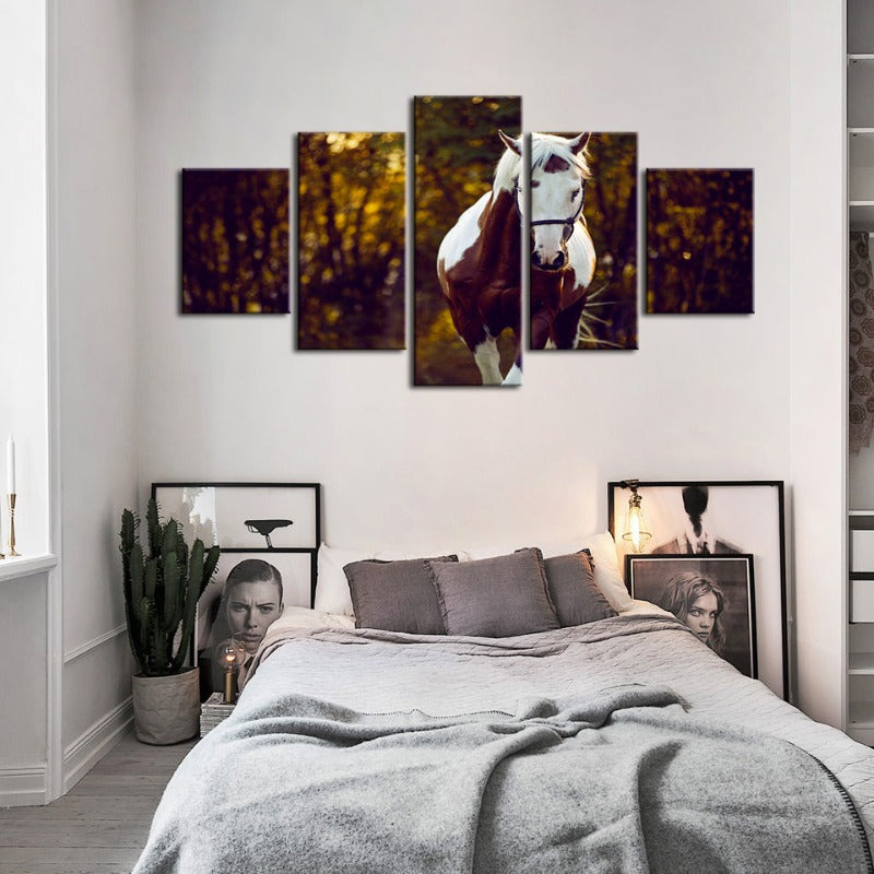 5-teilige Courtly Overo Pferd - Leinwand Wandkunst Gemälde