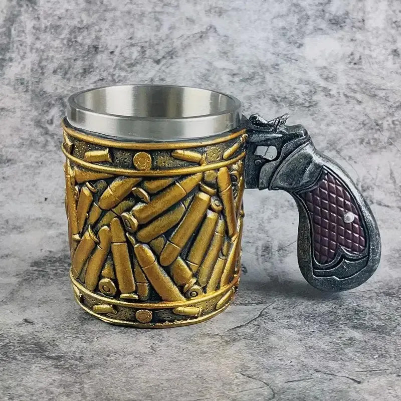 Edelstahl Bullet Muster Einzigartiger Revolver Bierkrug | Karnz