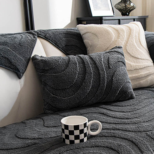 Warme Plüsch Kurvige Jacquard Rutschfeste Sofa-Schutzhülle | Karnz