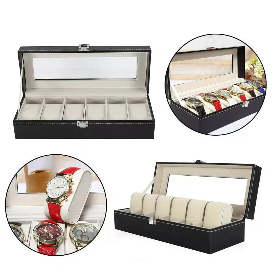 6 und 12 Slots Leder Uhren Organizer Karnz