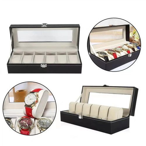 6 und 12 Slots Leder Uhren Organizer Karnz