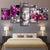 5-teilige Buddha mit lila und pinken Tulpenblumen - Leinwand Wandkunst Gemälde
