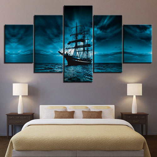 Deep Dark Ship - Leinwand Wandkunst Gemälde