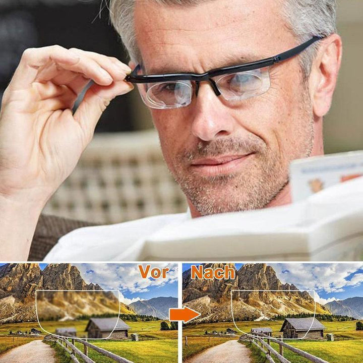 Karnz | Einstellbare Fokus-Brille | Variabler Dioptrien-Bereich (-6,0 bis +3,0) | Unisex | Dual-Lens-Technologie für Nah- & Fernsicht | Robuster Flex-Rahmen