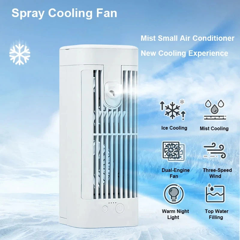 Mini tragbare Klimaanlage Tischventilator mit Sprühkühlung | Karnz