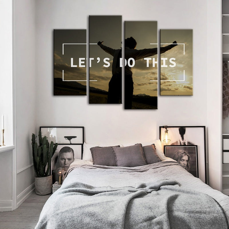 4 Stück Lass uns das machen - Leinwand Wandkunst Gemälde