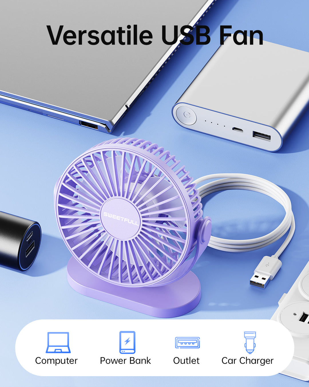 2-in-1 Hook & Desk Fan - 3-Geschwindigkeit mit 360° Rotation | Karnz