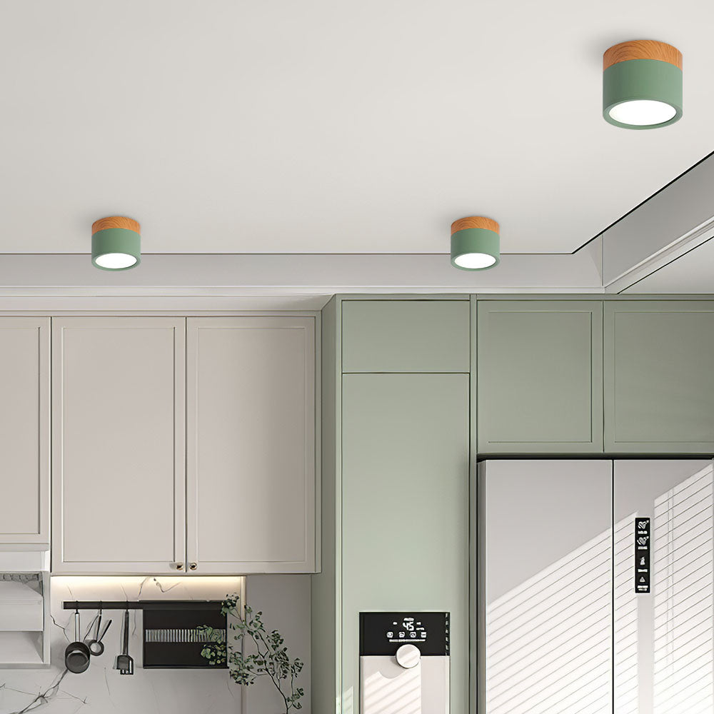 Moderne LED-Deckenleuchte, flächenbündig, zylinderförmig