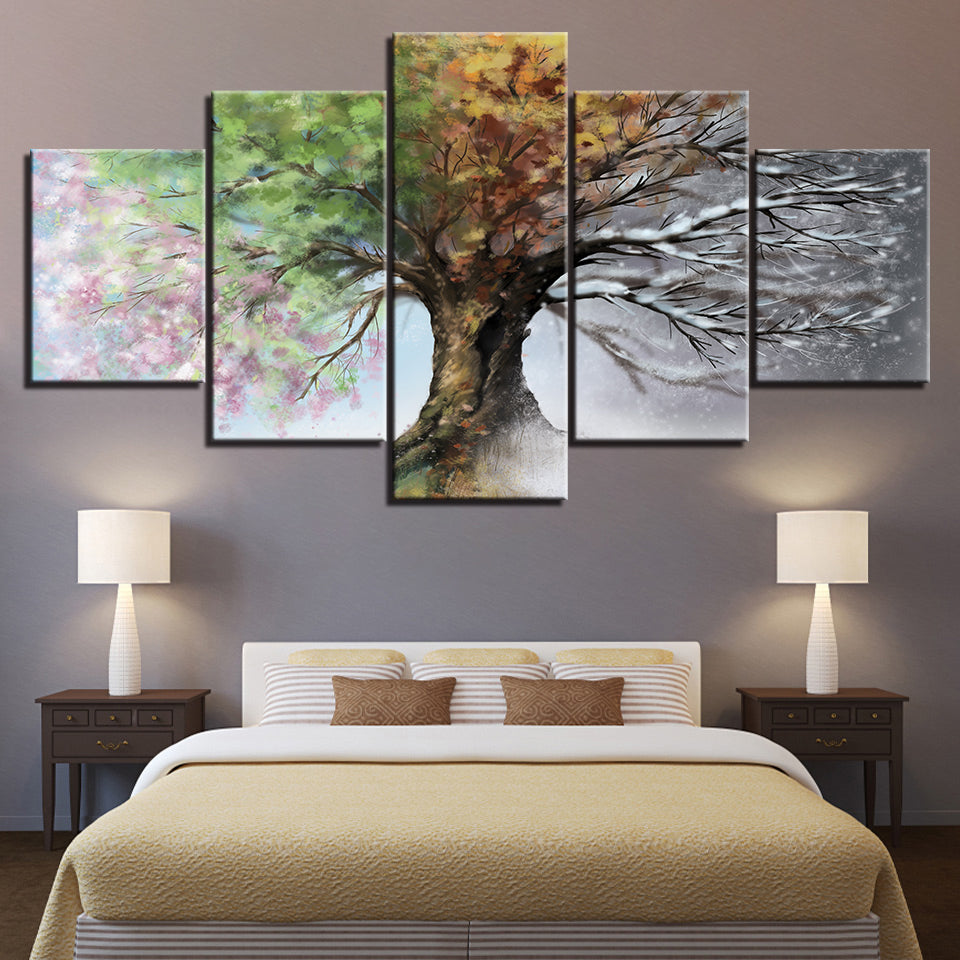 All Season Tree - Leinwand Wandkunst Gemälde