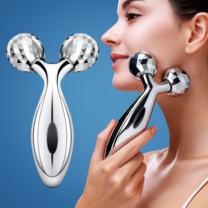 GlowRoller | Gesichts-Massageroller – Abschwellend & Liftend – Metallrollen – Tägliches Gesichts-Spa Karnz
