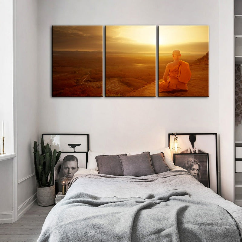Ruhiger Sonnenuntergang an einer Klippe – Leinwandbild, 3-teilig