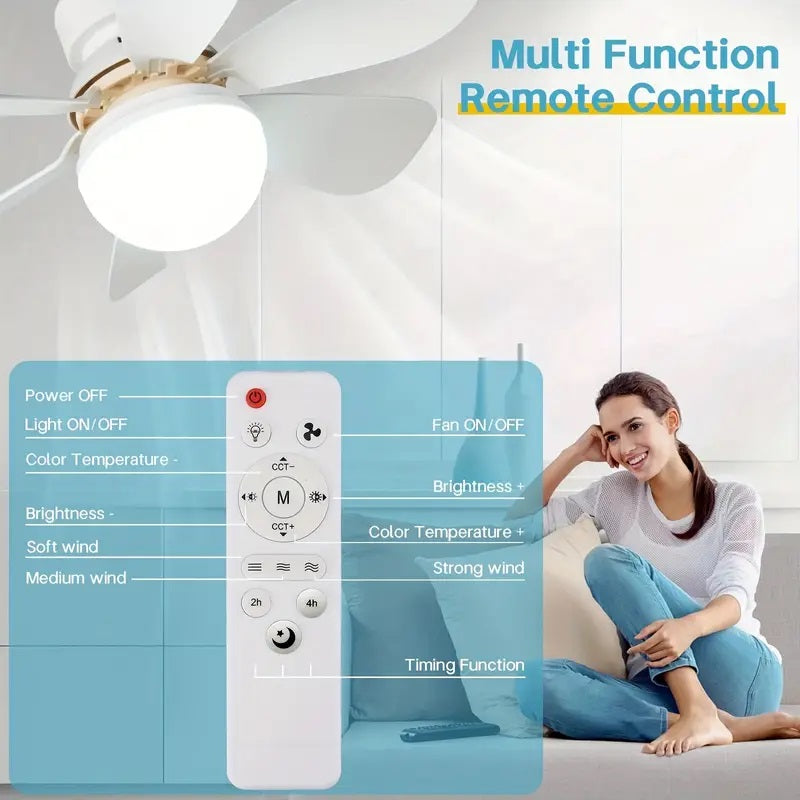 2-in-1 LED-Deckenventilatorlicht mit Fernbedienung, E27/B22-Basis | Karnz